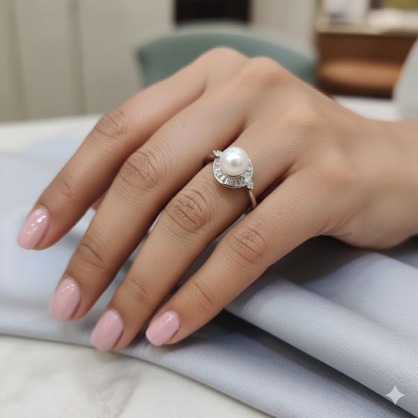 925 sterling Elegant pearlLadies ring