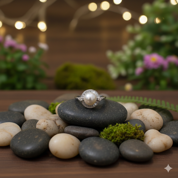 925 sterling Elegant pearlLadies ring