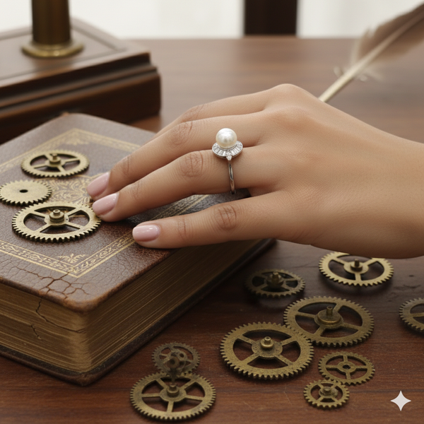 925 sterling Elegant pearlLadies ring