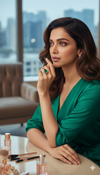 Green color stone silver Ladies ring