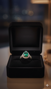 Green color stone silver Ladies ring