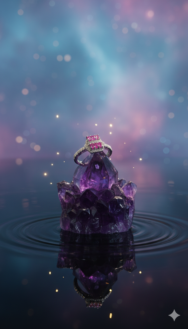 Pink stone silver ring